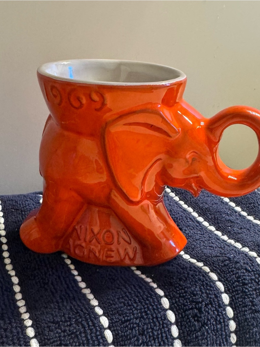 Frankoma Bright Orange Elephant Planter